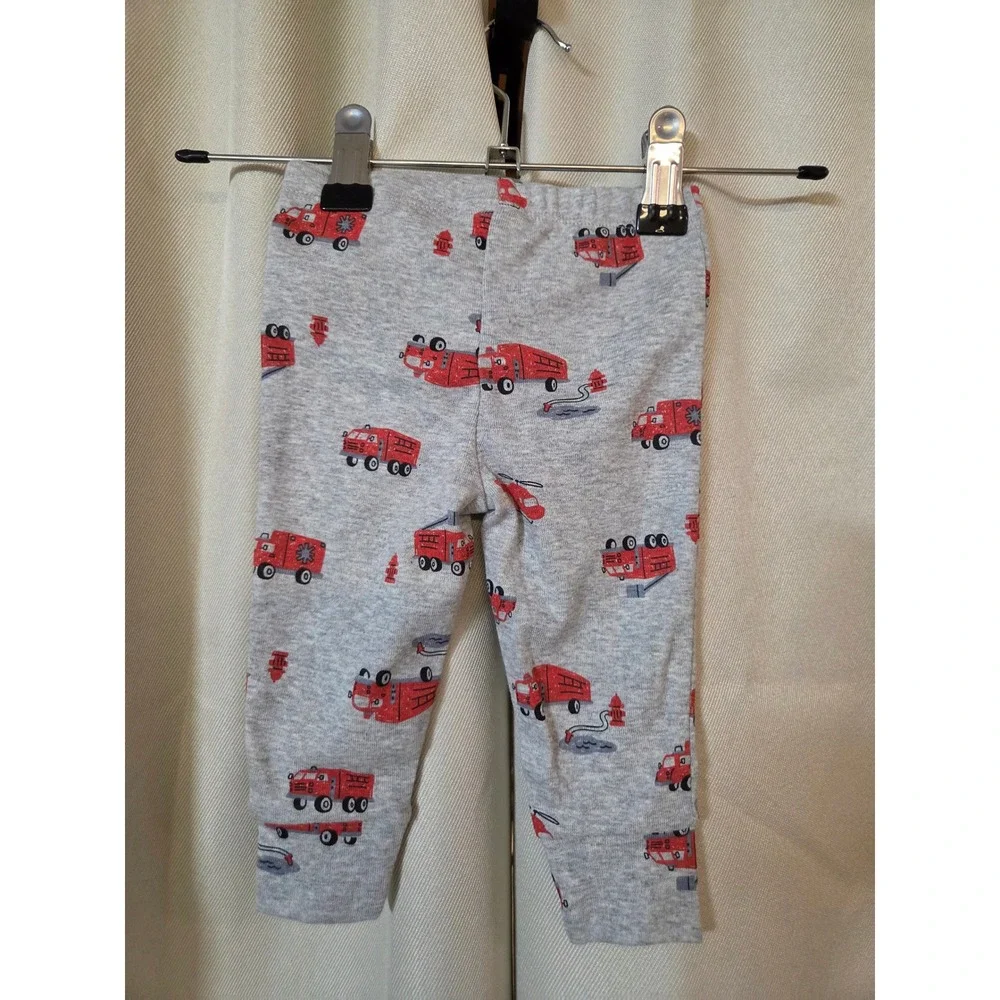 Carters Baby Boy 3PC Set 2 Bodysuits 1 Pants Fire Truck Red Gray 6M NWT